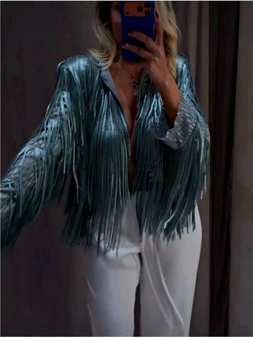 ZARA FRINGED SEQUIN JACKET - Picture 8 of 16